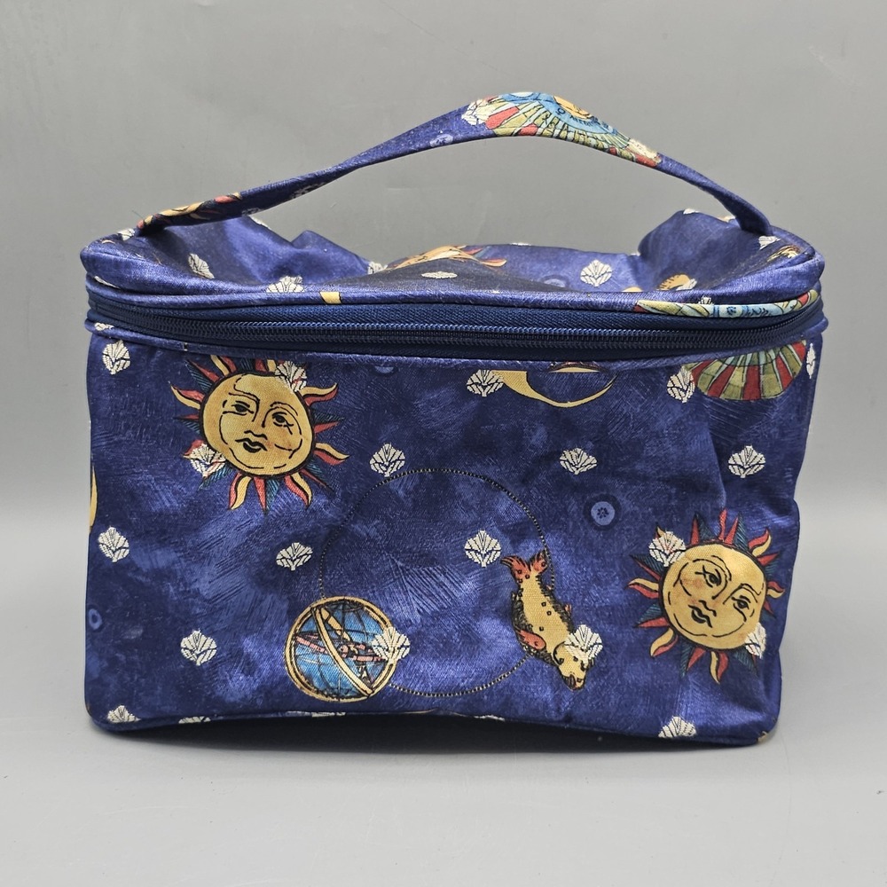Vintage Celestial Sun Moon Star Globe Makeup Bag Whimsigoth Cosmetic Pouch  Star